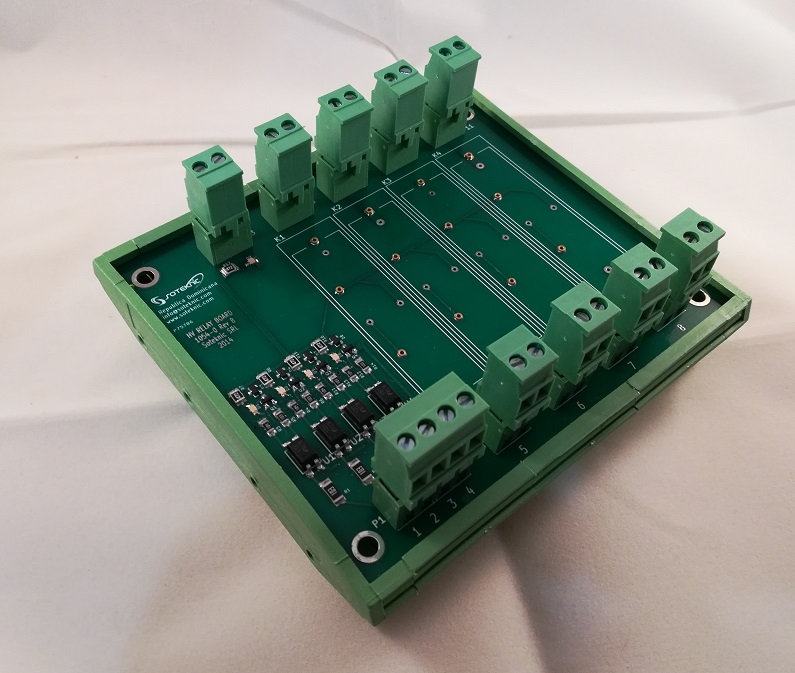 High Voltage 4 Relay Board; No Relays; 7,500 V; DIN Rail Mount