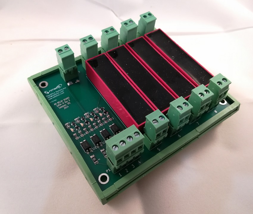 High Voltage Relay Board; 4 Relay; 7,500 V; DIN Rail Mount
